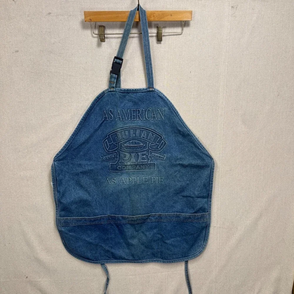 Vintage Julian Pie Co‎ Denim Apron TYCA Embossed Union Made USA Apple Pie 80s